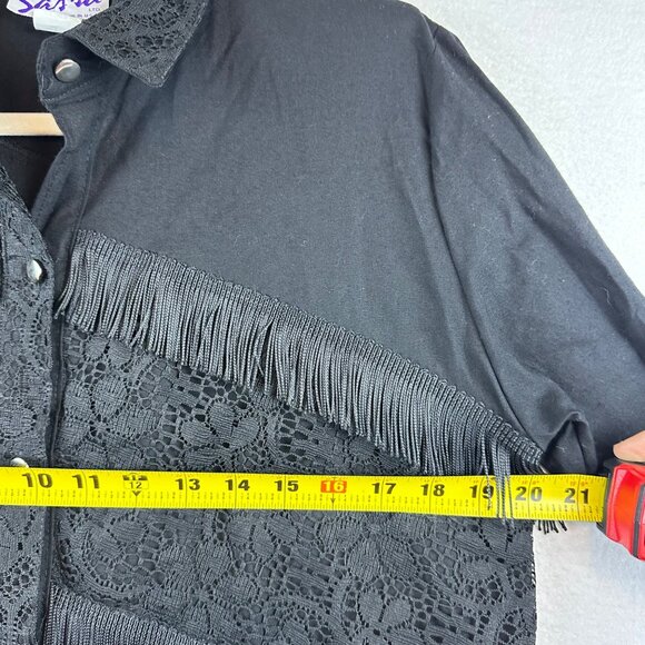 Vintage Sassa Western Button Shirt Womens M Black Rodeo Concert Festival Cowgirl - Picture 5 of 10